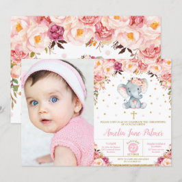 Bloemenolifant doop doop meisje foto kaart
