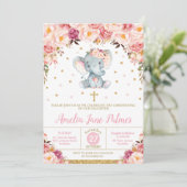 Bloemenolifant doop doop meisje kaart (Staand voorkant)