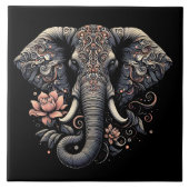 Bloemenolifant kunstwerk tegeltje (Voorkant)