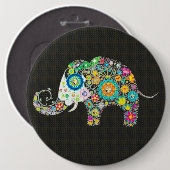 Bloemenolifant met diamanten studs ronde button 6,0 cm (Voorkant /achterkant)