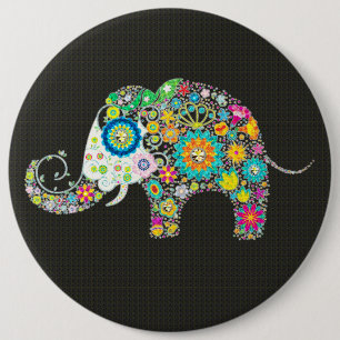 Bloemenolifant met diamanten studs ronde button 6,0 cm