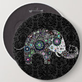 Bloemenolifant met kleurrijke diamanten studs ronde button 6,0 cm (Voorkant /achterkant)