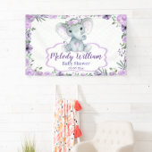 Bloemenolifant Paarse teken rustieke achtergrond d Spandoek (Insitu)