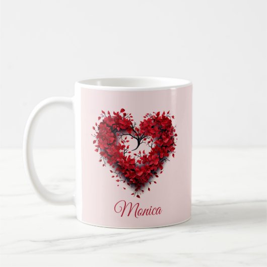 bloemenomhelzing | Hart | Aangepaste Valentijnse Koffiemok (Links)