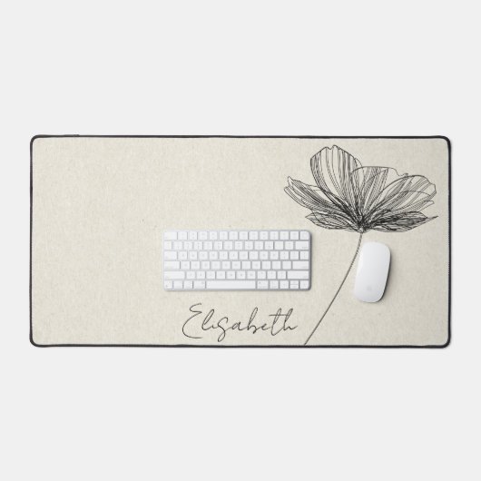 bloemenontwerp schattig boho meisje off wit bureaumat (Keyboard & Muis)
