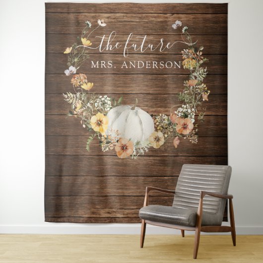 Bloemenoogst Pompoen Bruidsachtergrond Fotocabine Wandkleed (In situ)