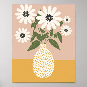 Bloemenopstelling in vaas 03 geel poster