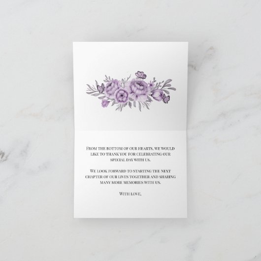 Bloemenorchidee bruiloft bedankkaart (Binnen)