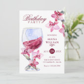 Bloemenorchidee waterverf verjaardagsfeestje kaart (Staand voorkant)