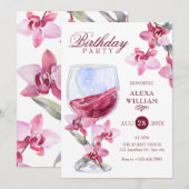 Bloemenorchidee waterverf verjaardagsfeestje kaart (Voorkant / Achterkant)