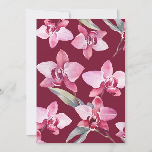 Bloemenorchidee wijn waterverf vrijgezellenfeest kaart (Achterkant)