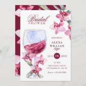 Bloemenorchidee wijn waterverf vrijgezellenfeest kaart (Voorkant / Achterkant)