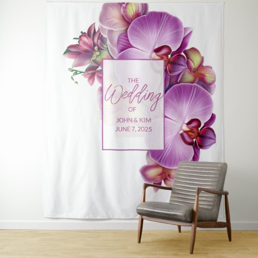 Bloemenorchideeën bruiloft achtergrond wandkleed (In situ)
