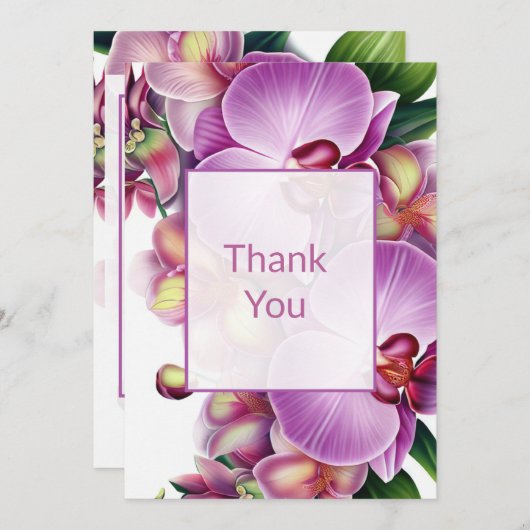 Bloemenorchideeën bruiloft bedankkaart (Voorkant / Achterkant)