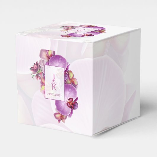 Bloemenorchideeën bruiloft gunst box bedankdoosjes (Voorkant Zijde)