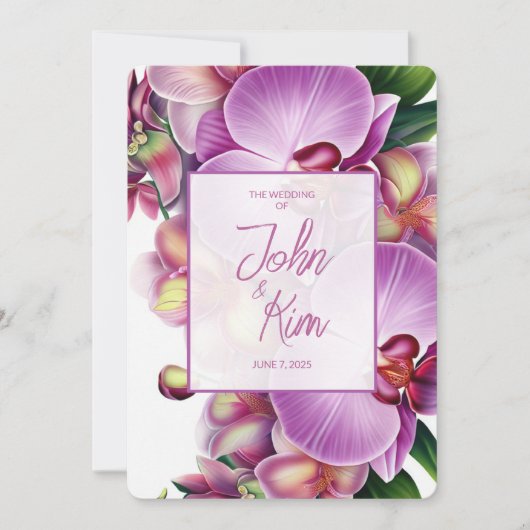 Bloemenorchideeën bruiloft uitnodiging (Voorkant)