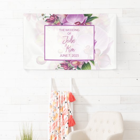 Bloemenorchideeën trouwbanner spandoek (Insitu)
