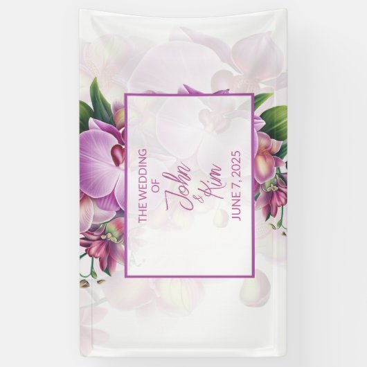 Bloemenorchideeën trouwbanner spandoek (Verticaal)
