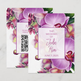 Bloemenorchideeën trouwzaal Kaart met QR-code