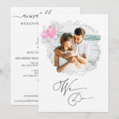 ~* Bloemenpaar FOTO RSVP + QR AR6 Huwelijk Inv Kaart (Voorkant / Achterkant)