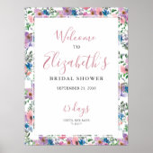 Bloemenpaars blozende bruiloftswelkom teken poster (Voorkant)