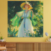 Bloemenpad canvas afdruk (Insitu (Woonkamer))