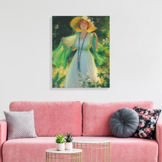 Bloemenpad canvas afdruk (Insitu (Woonkamer))