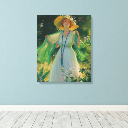 Bloemenpad canvas afdruk (Insitu (Houten vloer))