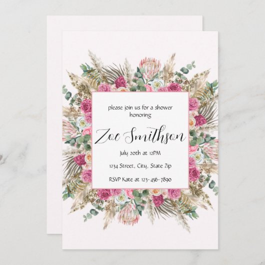 bloemenpampagras kaart (Voorkant / Achterkant)