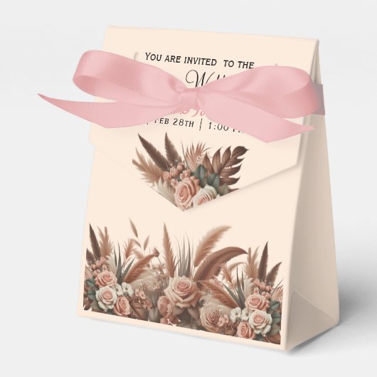  bloemenpampas gras bruiloft bedankdoosjes (Voorkant Zijde)