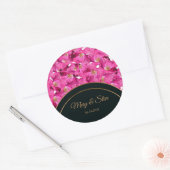 Bloemenpapavers roze patroon. Monogram. Ronde Sticker (Envelop)