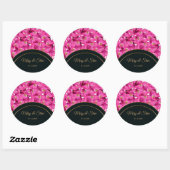 Bloemenpapavers roze patroon. Monogram. Ronde Sticker (Vel)