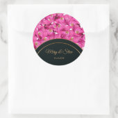 Bloemenpapavers roze patroon. Monogram. Ronde Sticker (Tas)