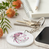 Bloemenpapegaai: gewoon een meisje dat van papegaa sleutelhanger (Voorkant Rechts)