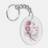 Bloemenpapegaai: gewoon een meisje dat van papegaa sleutelhanger (Voorkant Links)