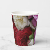 Bloemenpapieren bekers met rozen en pioenrozen (Voorkant)