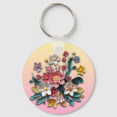 bloemenpapierquilling | Gepersonaliseerd Sleutelhanger (Voorkant)