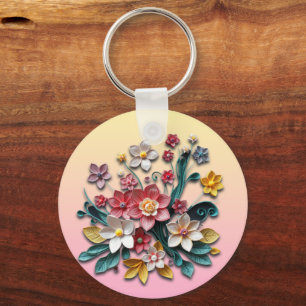 bloemenpapierquilling   Gepersonaliseerd Sleutelhanger