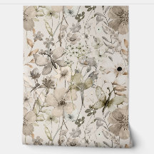 Bloemenparadijs beige behang rolletjes