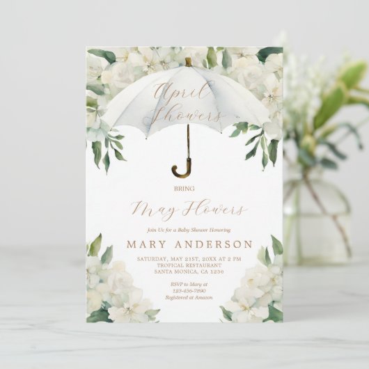 Bloemenparaplu April Douches brengen mei bloemen Kaart (Staand voorkant)