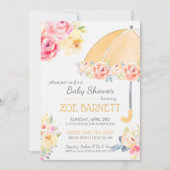 Bloemenparaplu Baby shower Personaliseer RSVP Kaart (Voorkant)