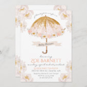 Bloemenparaplu Glitter Baby shower Invitation Kaart (Voorkant / Achterkant)