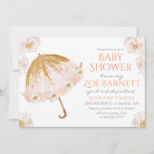 Bloemenparaplu Glitter Baby shower Invitation Kaart (Voorkant)