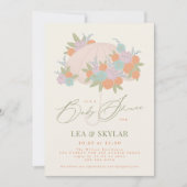 Bloemenparaplu neutraal unisex Baby shower Kaart (Voorkant)