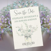 Bloemenpastel Dusty Blue en Lavendel Save The Date