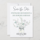 Bloemenpastel Dusty Blue en Lavendel Save The Date (Voorkant)