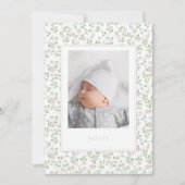 Bloemenpastel Rozen Baby Geboortefoto aankondiging (Voorkant)