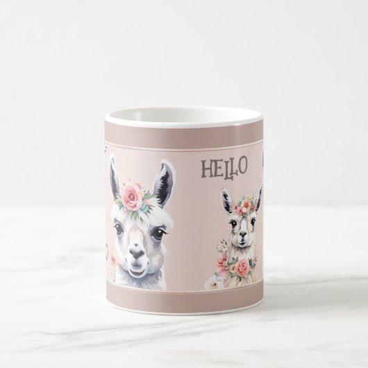 Bloemenpastel Schattige Llama Alpaca Mok (Center)