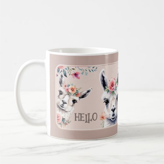 Bloemenpastel Schattige Llama Alpaca Mok (Links)