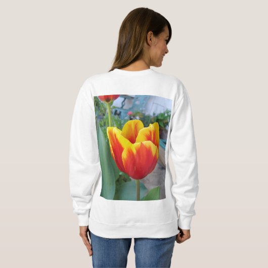  bloemenpastel tulp rode vrouwen trui (Achterkant volledig)